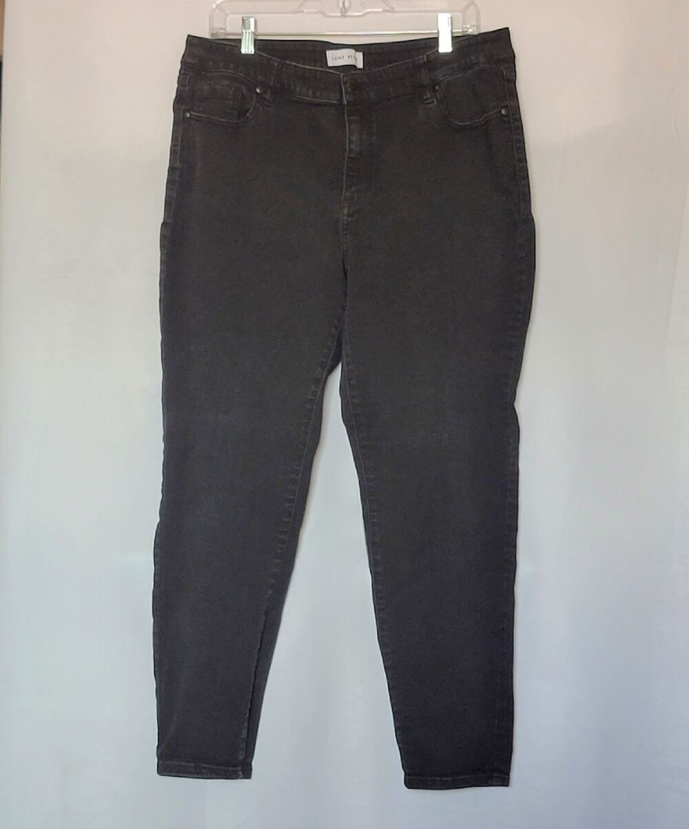 Lane Bryant Womens Mid Rise Super Stretch Skinny Black Denim Jeans Plus Sz: 16